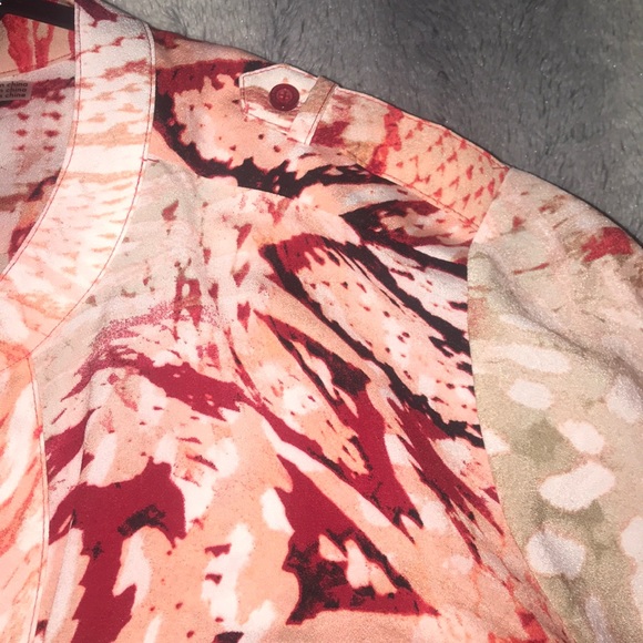 Calvin Klein coral and red snake skin print blouse - Picture 4 of 7